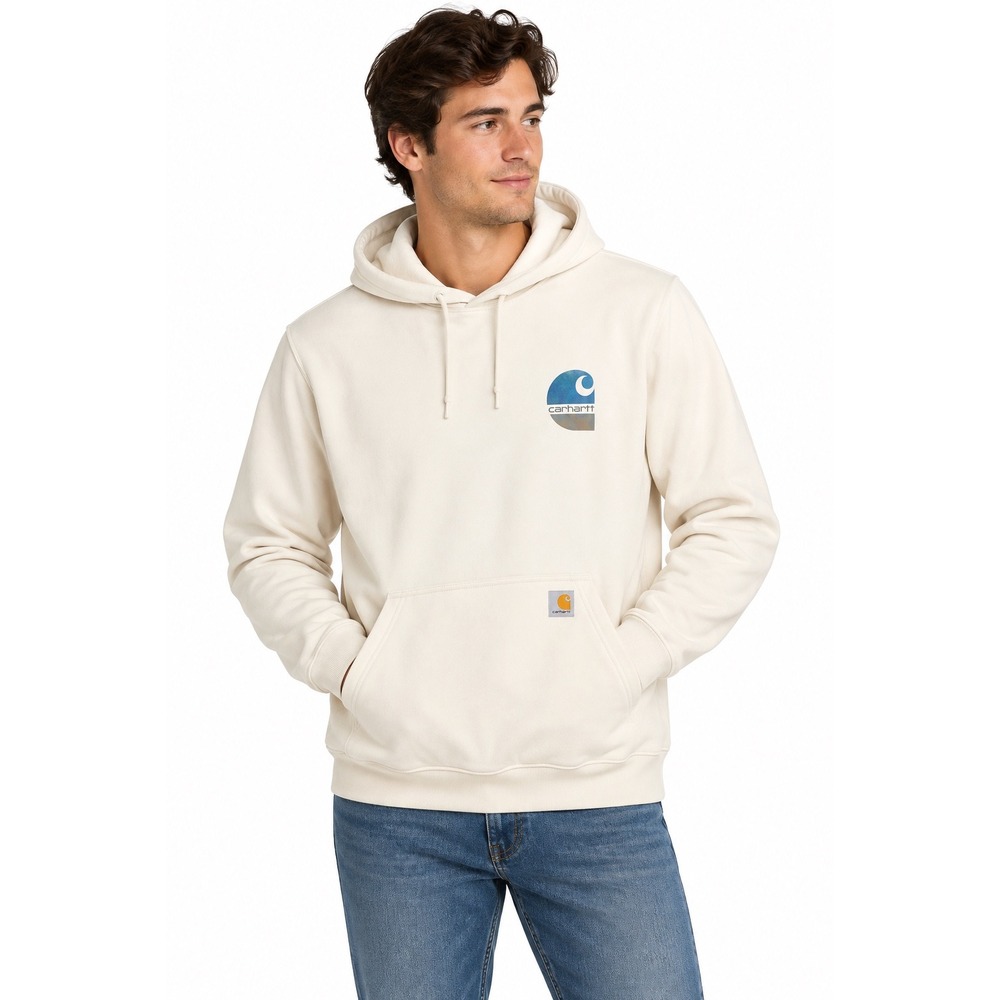 Carhartt Mens Abstract Graphic Hoodie  Sweatshirt Cream / Off White Medium NWT